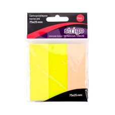 Karteczki samoprzylepne Strigo 75X25mm 150 kartek neon
