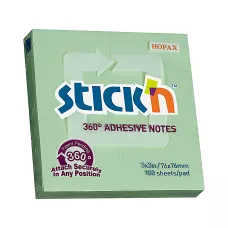Notes Samoprzylepny 360 Stopni Zielony 76x76mm 100 Kartek