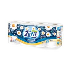 Papier toaletowy Zefir Rumianek, biały, 3-warstwowy, 8 rolek, 144m, z rumiankiem