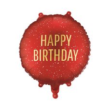 Balon Foliowy Pastylka "Happy Birthday" Ciemnoczerwony 35x35 cm