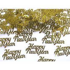 Konfetti Metalizowane Happy New Year Złote 4x2cm 3g