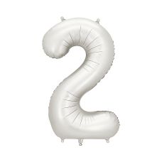 Balon Foliowy Cyfra 2 Srebrny Satynowy 86cm