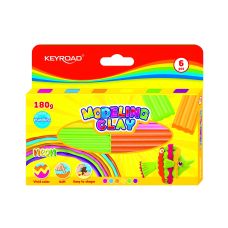 Plastelina KEYROAD neonowa, 6 kolorów x 30g, w pudełku, zestaw kreatywny