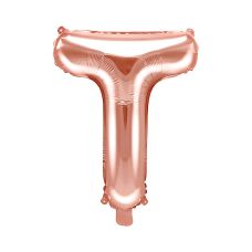 Balon foliowy litera "T" różowe złoto 35cm