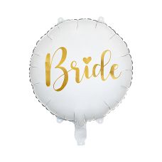 Balon Foliowy Bride Biały ze Złotym Napisem 45cm