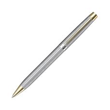 Długopis Scrikss Elegance Venus 722, chromowany korpus, pozłacany klips, wzór w jodełkę