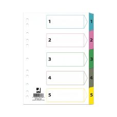Przekładki kartonowe Q-CONNECT Mylar A4 1-5 laminowane indeksy mix kolorów 5 sztuk