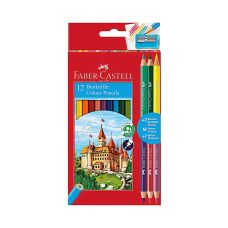 Kredki Faber-Castell Zamek 12 kolorów + 3 dwustronne + temperówka