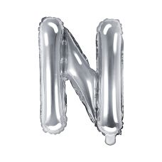 Balon Foliowy Litera N Srebrny 35cm do Powietrza