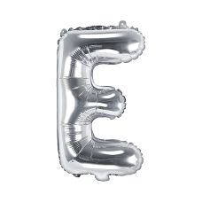 Balon Foliowy Litera E Srebrny Metalizowany 35cm do Powietrza