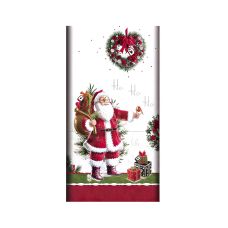 Obrus papierowy imitujący tkaninę z wzorem HoHoHo 120 x 180 cm 1 szt.