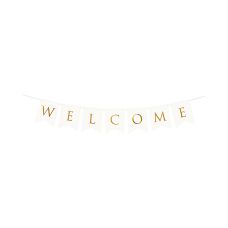Baner Dekoracyjny Welcome Biały Złoty 15 x 95 cm