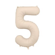 Balon Foliowy Cyfra 5 Jasnobeżowy Matowy 86cm