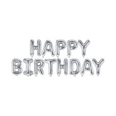 Balon Foliowy Happy Birthday 340x35cm Srebrny