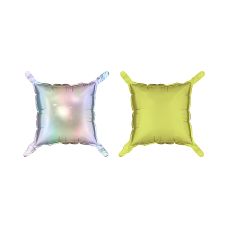 Balon Foliowy Kwadrat Dwustronny Holograficzno-Neonowy Żółty 35x35 cm 4 szt.