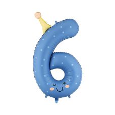 Balon Foliowy Cyfra 6 Niebieski Matowy 86 cm