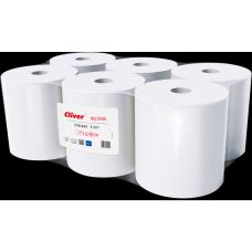 Ręcznik Papierowy Cliver 1-Warstwowy Makulatura Biały 130m (6 sztuk)