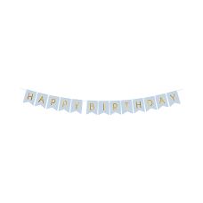 Baner Dekoracyjny Happy Birthday Jasnoniebieski 15 x 175 cm