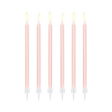 Świeczki Urodzinowe Gładkie Jasnoróżowe 14cm (12 sztuk)