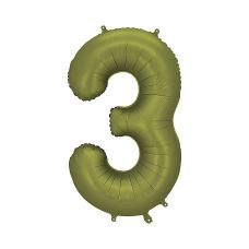 Balon Foliowy Cyfra 3 Oliwkowy 86cm