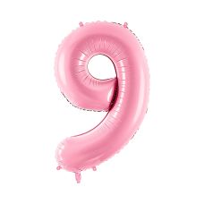 Balon Foliowy Cyfra 9 Różowy Pastelowy 86cm