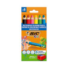 Kredki Wielopowierzchniowe BIC Kids Multisurface 6 Kolorów z Temperówką