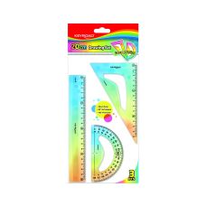 Zestaw geometryczny KEYROAD pastelowy z linijką 20 cm, 3 sztuki, mix kolorów