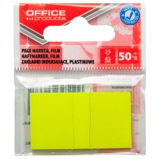 Zakładki indeksujące OFFICE PRODUCTS, PP, 25x43mm, 1x50 kart., zawieszka, żółte
