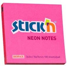 Notes samoprzylepny 76x76mm ciemnoróżowy neon