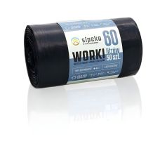 Worki na Śmieci SIPEKO LDPE 60L 50 szt. Mocne Czarne/Niebieskie