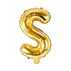 Balon Foliowy Litera S Złoty 35cm do Powietrza
