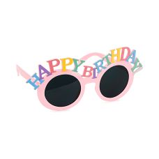 Okulary Happy Birthday różowe 18.5x7.5 cm