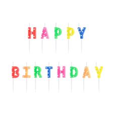 Świeczki Urodzinowe Happy Birthday Mix Kolorów 2.5 cm 13 sztuk