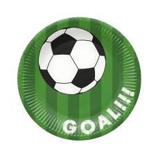 Talerz papierowy okrągły Soccer Green średnica 23 cm zielony wzór piłkarski 8 sztuk