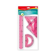 Zestaw geometryczny KEYROAD Flexible duży, z linijką 30cm, mix kolorów