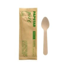 Łyżeczki drewniane 11 cm pojedynczo pakowane wzór PURE neutralny 50 sztuk