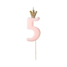 Świeczka Urodzinowa Cyferka 5 Jasnoróżowa 9.5cm