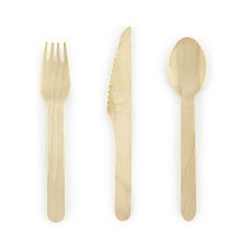 Sztućce Drewniane Woodland Zestaw 16 cm, 18 sztuk
