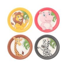 Talerz papierowy okrągły z wzorem Jungle Mix średnica 23 cm 10 sztuk
