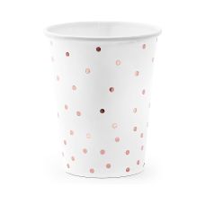 Kubeczki Papierowe z Wzorem Kropek Różowe Złoto 260ml (6 szt.)