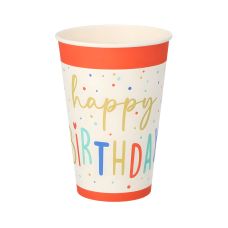 Kubek papierowy z nadrukiem Happy Birthday 200 ml średnica 70 mm 10 szt.