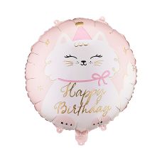 Balon Foliowy Pastylka Kotek Happy Birthday Mix Kolorów 35x35 cm