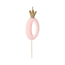 Świeczka urodzinowa Cyferka 0 jasny różowy 9.5 cm
