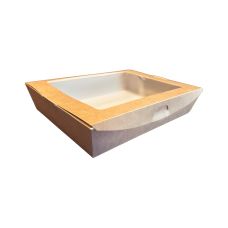 Pudełko na sushi z okienkiem brązowe 21 x 16 x 4,5 cm 1 sztuka