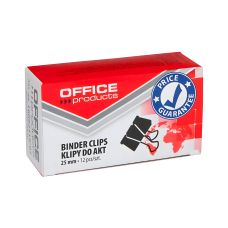 Klip do dokumentów OFFICE PRODUCTS 25mm czarny metalowy 12 sztuk do biura
