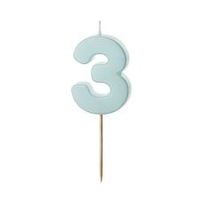 Świeczka Urodzinowa Cyferka 3 Jasny Niebieski 5.5 cm