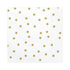 Serwetki Papierowe Gwiazdki Złote Białe 33x33 cm (20 sztuk)
