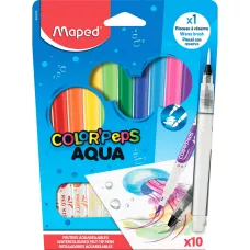 Flamastry akwarelowe Colorpeps Aqua 10 sztuk z pędzelkiem