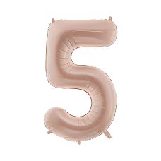 Balon Foliowy Cyfra 5 Ciemny Beż Matowy 72cm