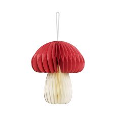 Dekoracja papierowa honeycomb Grzybek 12,5 cm mix czerwono-beżowy